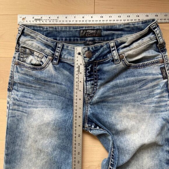 Silver Jeans silver Suki Women Medium Rise Straight Leg Jeans 32 Bleach tie dye - Picture 11 of 11